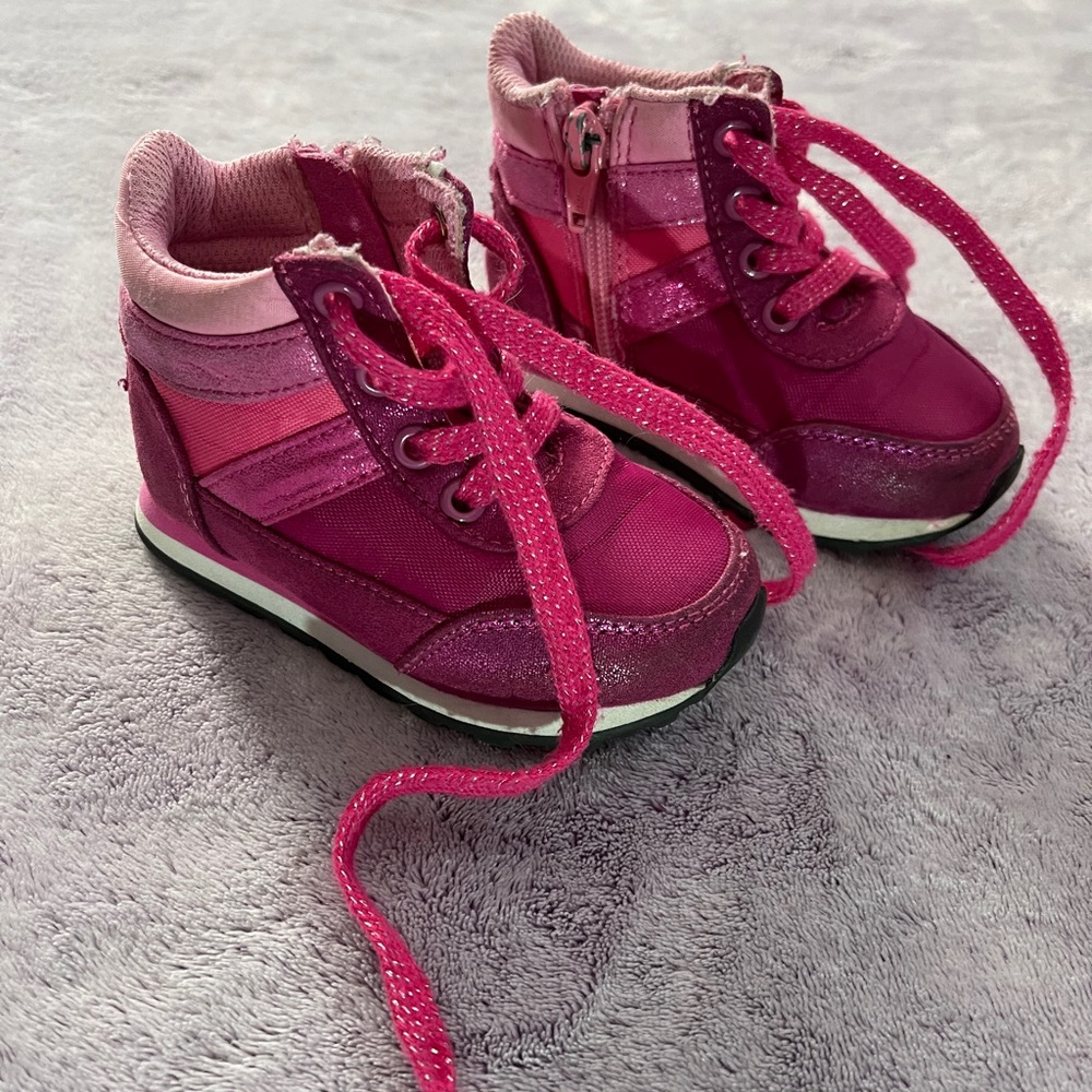 Pink high top sneakers